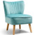 Modern Armless Velvet Accent Chair with Wood Legs-Blue B593-HW66637