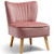 Modern Armless Velvet Accent Chair with Wood Legs-Blue B593-HW66637