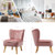 Modern Armless Velvet Accent Chair with Wood Legs-Blue B593-HW66637