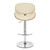 25" Cream and Silver Faux Leather and Solid Wood Low Back Adjustable Height Swivel Bar Chair N270-477244
