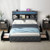 Full/Queen Size Bed Frame with Adjustable Storage Headboard and Wooden Slat Support-Full - Color: G D681-HU10583GR-F