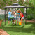 11 x 5 FT Grill Gazebo with Side Awning and Double-Tiered Top-Gray - Color: Gray D681-NP11863GR