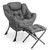 Modern Accent Sofa Chair with Folding Footrest and Side Pocket-Gray - Color: Gray D681-NP10119GR