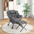 Modern Accent Sofa Chair with Folding Footrest and Side Pocket-Gray - Color: Gray D681-NP10119GR