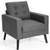 Mid-Century Upholstered Armchair Club Chair with Rubber Wood Legs-Gray - Color: Gray D681-HV10041GR