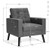 Mid-Century Upholstered Armchair Club Chair with Rubber Wood Legs-Gray - Color: Gray D681-HV10041GR