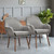 Set of 2 Fabric Upholstered Accent Chairs with Wooden Legs-Gray - Color: Gray D681-HW66744GR-2