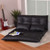Foldable PU Leather Leisure Floor Sofa Bed with 2 Pillows-Black - Color: Black D681-HW66070BK