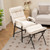 Linen Fabric Modern Accent Chair with Ottoman and Adjustable Backrest-Beige - Color: Beige D681-HV10349BE