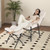 Linen Fabric Modern Accent Chair with Ottoman and Adjustable Backrest-Beige - Color: Beige D681-HV10349BE