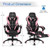 Adjustable Gaming Chair with Footrest for Home Office-Pink - Color: Pink D681-HW67570PK