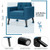 Mid-Century Upholstered Armchair Club Chair with Rubber Wood Legs-Blue - Color: Blue D681-HV10041NY