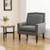 Mid-century Modern Armchair Linen Fabric Upholstered Accent Chair with Cushion-Gray - Color: Gray D681-HV10569GR