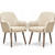 Set of 2 Fabric Upholstered Accent Chairs with Wooden Legs-Beige - Color: Beige D681-HW66744BE-2