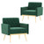 Modern Velvet Accent Chair with Button Tufted Back Golden Metal Legs and Adjustable Foot Pads-Turqu D681-HV10612TU