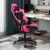 PU Leather Gaming Chair with USB Massage Lumbar Pillow and Footrest -Pink - Color: Pink D681-HW66628PI