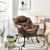 Modern Polyester Fabric Lazy Chair with Steel Frame and Side Pocket-Brown - Color: Brown D681-NP10118CF
