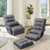 Folding Lazy Floor Chair Sofa with Armrests and Pillow-Gray - Color: Gray D681-HW56730HS