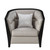 38" Beige Fabric And Black Barrel Chair N270-491129