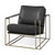 34" Black And Gold Faux Leather Lounge Chair N270-380392