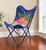 26" Blue And Black Tropical Oversized Flowers Butterfly Chair N270-556462
