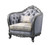 43" Light Gray Fabric And Platinum Floral Tufted Arm Chair N270-515799