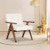 Modern Accent Chair Linen Fabric Armchair with Solid Acacia Wood Frame-Beige - Color: Beige D681-JV11516BE