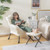 Modern Accent Sofa Chair with Folding Footrest and Side Pocket-Beige - Color: Beige D681-NP10119BE