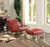 29" Red And Gold Top Grain Leather Lounge Chair With Ottoman N270-374237