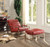 29" Red And Gold Top Grain Leather Lounge Chair With Ottoman N270-374237