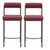 Set of Two 26" Red and Bronze Shearling and Steel Low Back Counter Height Bar Chairs N270-555696