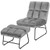 Velvet Massage Recliners with Ottoman Remote Control and Side Pocket-Gray - Color: Gray D681-HW62369GR