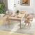 Mid Century Wooden Accent Chairs with Leathaire Seat Cushions Set of 2-Beige - Color: Beige D681-KC57714CW