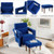 Modern Berber Fleece Single Sofa Chair with Ottoman and Waist Pillow-Blue - Color: Blue D681-HV10107BL