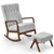 Rocking Chair with Ottoman Solid Rubber Wood Frame Padded Cushion-Gray - Color: Gray D681-JV11150GR
