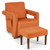 Modern Berber Fleece Single Sofa Chair with Ottoman and Waist Pillow-Orange - Color: Orange D681-HV10107OG
