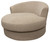 44" Sand Linen Upholstered Swivel Round Accent Chair And Toss Pillows N270-490984