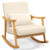 Upholstered Rocking Chair with Pillow and Rubber Wood Frame-Beige - Color: Beige D681-JV10712BE Upholstered Rocking Chair with Pillow and Rubber Wood Frame-Beige - Color: Beige D681-JV10712BE