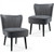 Set of 2 Upholstered Modern Leisure Club Chairs with Solid Wood Legs-Gray - Color: Gray D681-HW66401GR-2