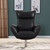 43" Black Contemporary Leather Lounge Chair N270-329697