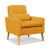 Accent Chair with Lumbar Pillow  Natural Rubber Wood Legs  Padded Cushions-Yellow - Color: Yellow D681-HV10559YW