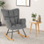 Linen Nursery Rocking Chair with High Backrest and Padded Armrests-Gray - Color: Gray D681-HU10724GR