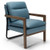 Single Sofa Chair with Extra-Thick Padded Backrest and Seat Cushion-Blue - Color: Blue D681-HV10168BL