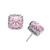 Metal Color: White Gold,Stone Color: Flamingo Pink - Royal Crown Stud Earrings In Princess Cut Ston K290-1250143640