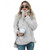 Fluffy Texture High Collar Autumn/ Winter Fashion Women Top - Gray A392-fast0054