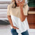 U.S. Fashion Wholesale Clothing Contrast Color Design Round Neck Women T-shirt/ Top - Apricot A392-fast0223