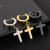 2pcs Punk Stainless Steel Cross Pendant Hoop Earrings For Men Women, Huggie Ear Rings Hip Hop Male  F640-3256806814458216