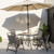 34 Inch Outdoor Dining Table Square Tempered Glass Table with 1.5 Inch Umbrella Hole-Black B593-NP11214-22