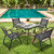 34 Inch Outdoor Dining Table Square Tempered Glass Table with 1.5 Inch Umbrella Hole-Black B593-NP11214-22