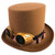 Adults Brown Steampunk Hat with Brown Hatband and Gold Goggles N274-MR01FM75327